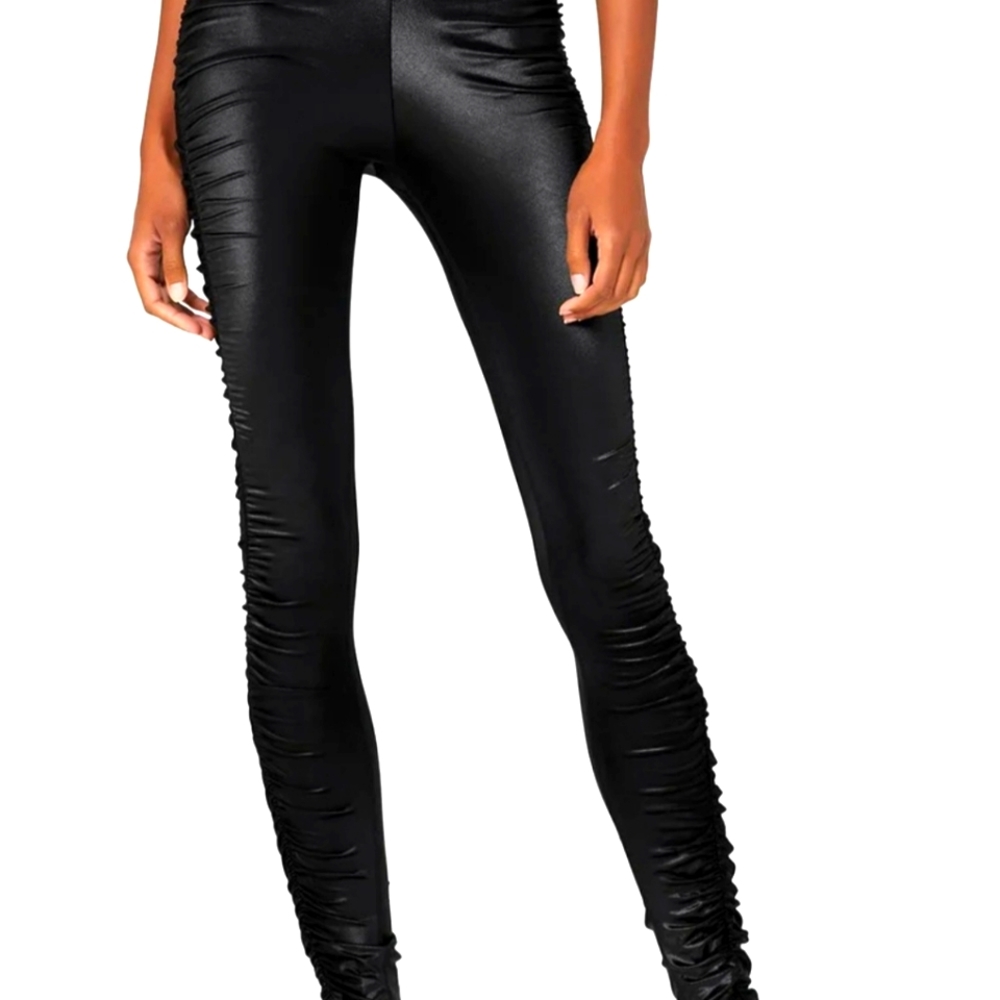 Alo yoga black shine high waist cinched leggings